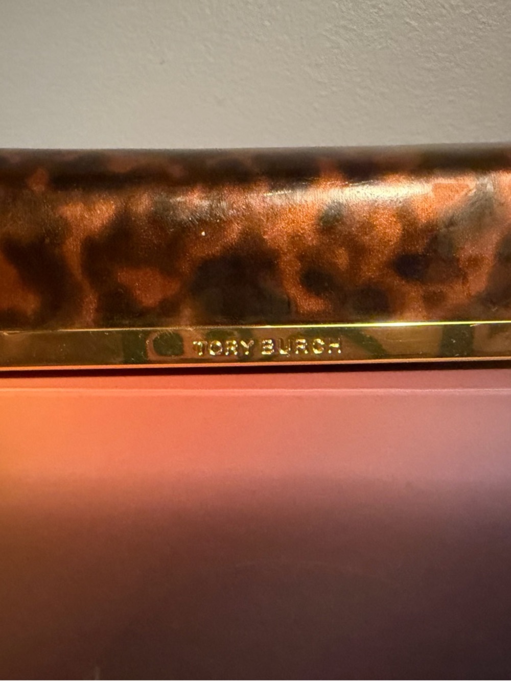 Tory Burch leopard print glasses pouch with Gold Logo